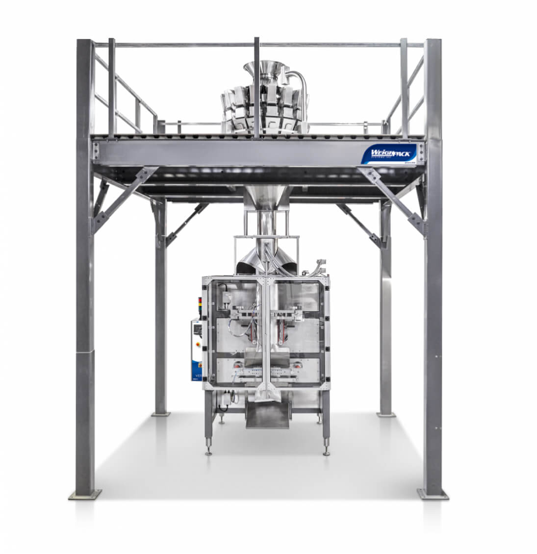 Multihead weigh filling and container filling packaging machine